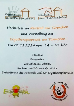 Ergotherapie Troisdorf Eröffnung Ergotherapraxis am Türmchen, Herbstfest, Reittherapiestall